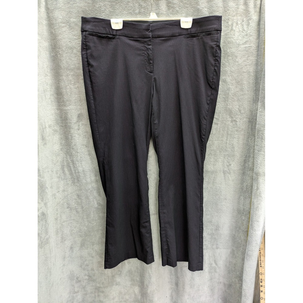 Women's Black And Purple Pinstripe Stretch Pull-On Pants